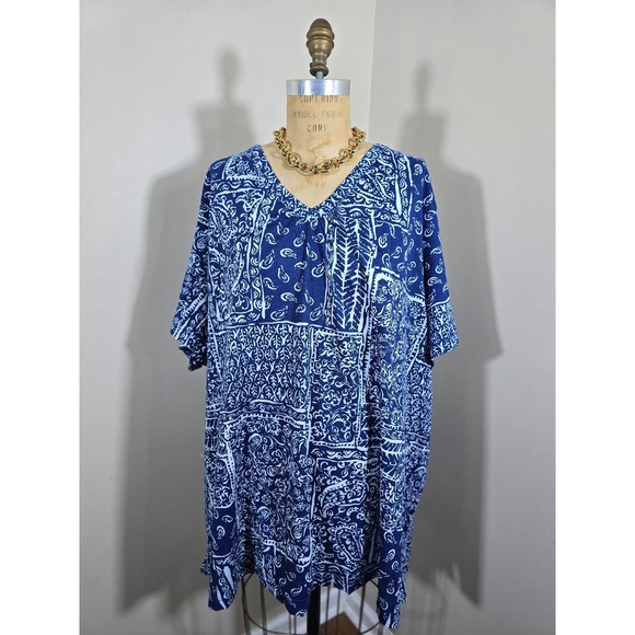 Woman Within Tops - Woman Within blue paisley top size 5X 38/40 100% cotton